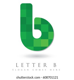 Letter B Logo Design Concept in Green Mosaic Pattern Fill