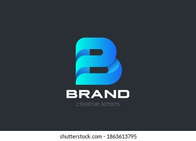 Letter B Logo design Corporate Business Technology vector template Ribbon style.