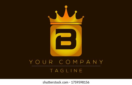 Diseño del logotipo de la letra B, icono moderno creativo B con cabeza de corona
