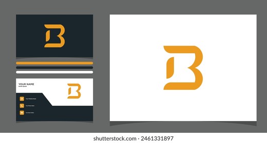Letter b logo design with creative concept and business card. Premium Vector