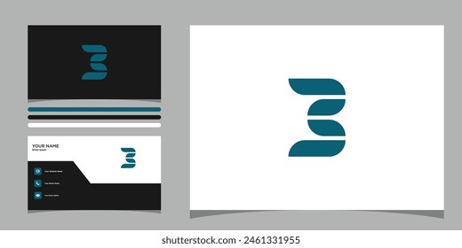 Letter b logo design with creative concept and business card. Premium Vector