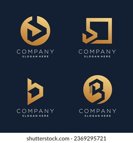 Conjunto vectorial de elementos de diseño del logotipo de la letra B con estilo moderno