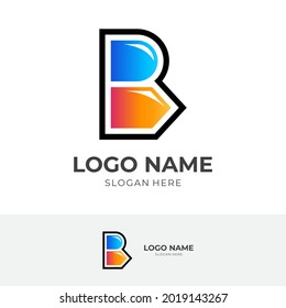 diseño del logotipo de la letra B con un estilo de color azul y naranja
