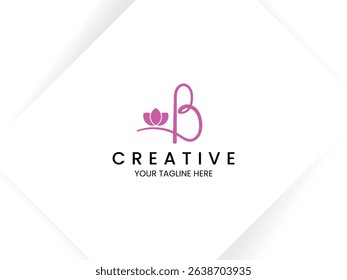 Letter B logo design with flower. Logo design template