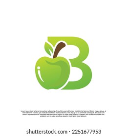Letter B logo design with fruit template fresh logo Premium Vector