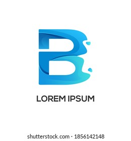 Diseño de logotipo de letra b con estilo de degradado