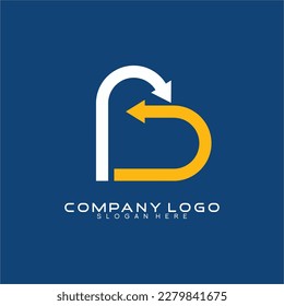 Letter B logo design with heart and arrow concept.