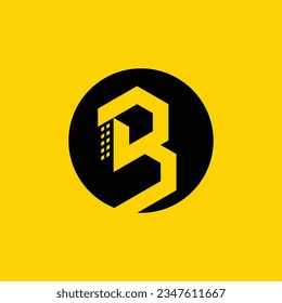 Logo-Design-Symbol für Buchstabe B, Vektorgrafik für Baukonzept