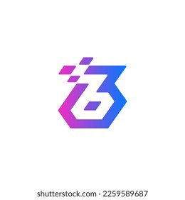 Letter b logo design, initial b digital logo vector