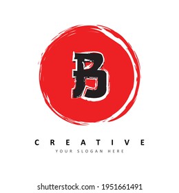 Letter B Logo Design With Japanese Style Vector Illustration