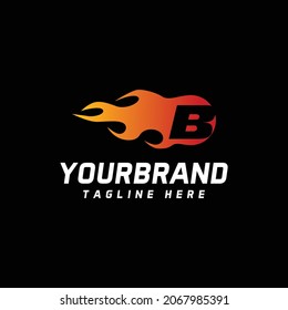 letter B logo design. Letters with fire speed vector. Vector design template elements for your app or company.