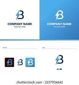 Logo-Design des Buchstaben B, Blitzzeichen. Premium Creative Type des Firmenlogos. Grafisches universelles Minimalsymbol für die Technologieidentität. Monogram für Business, Internet, Online Shop, Logistikfirma.