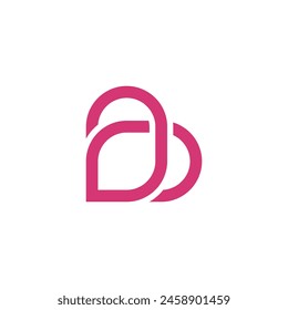 Letter b logo design with love shape. Premium Vector