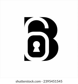 Diseño del logotipo de la letra B con llave de candado.