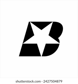 Diseño de logotipo de la letra B con estrellas de pentagrama.