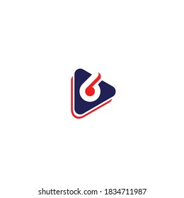 letter b logo design play button vector template