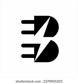 Logo-Design des Buchstaben B mit Stöpsel- und Querbolzen-Symbol im Leerraum.