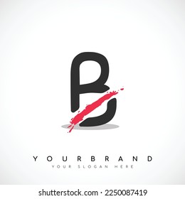 Diseño de logotipo de letra B con iluminación de vectores de tubo rojo