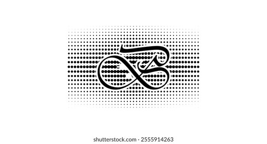 Letter B Logo design with Rustic Halftone and Typography