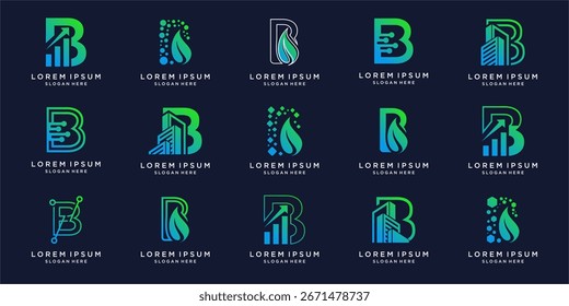 Letter B logo design set template