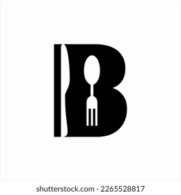 Letter B logo design with spoon, fork and knife. Can be used for cafe, restaurant and food business logo identities.