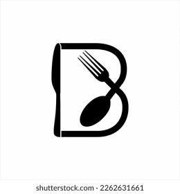 Letter B logo design with spoon,fork and knife. The logo can be used for cafe, restaurant, chef, food business logos.