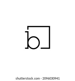 letter b Logo design with square frame line art. Vector illustration for Business logo, icon and symbol