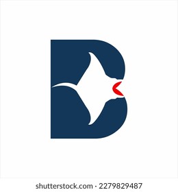 Letter B logo design with stingray.