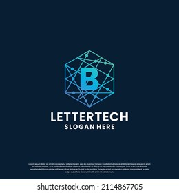 diseño del logotipo de letra B para la identidad de la empresa de tecnología, ciencia y laboratorio