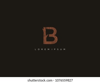 plantilla de diseño del logotipo de la letra B. logotipo de textura de madera