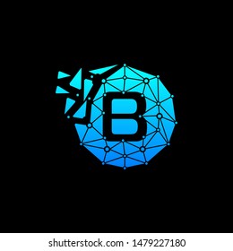 letter B Logo Design Template. technology digital logo. connect concept. negative space concept. network icon -vector