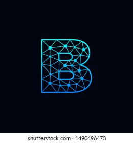 Letter B Logo Design Template. Network Connection Artificial Intelligence Technology. Technology Digital logo with element dot , circuit, line, chip, concept. network icon, connect concept - Vector