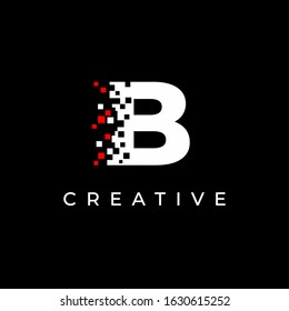 Letter B logo design template with with debris effect
