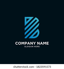 Elemento de plantilla de diseño del logotipo de la letra B. Mínimo y único diseño creativo moderno de moda negocio basado en el logotipo inicial del icono. Ilustración vectorial. Plantilla abstracta.