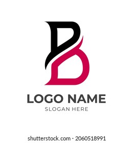 diseño de plantilla de diseño de logotipo de letra B vector con estilo de color negro plano y rosa