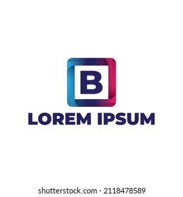 Letter B logo design template with colorful style, logo concept with retro futurism isolated on white background