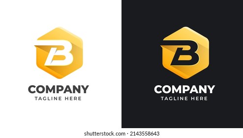 Plantilla de diseño de logotipo de letra B con estilo de forma geométrica