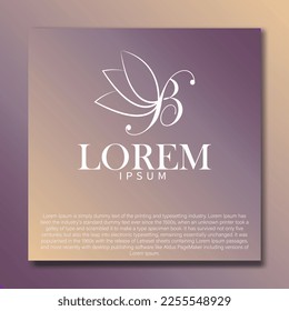 Letter B logo design template with butterfly shaped syle