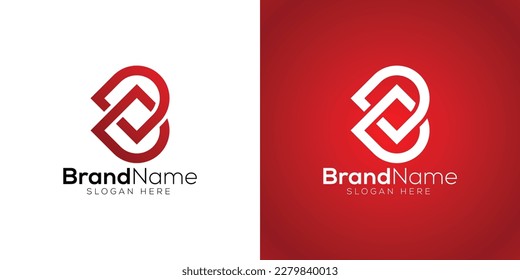 Letter B logo design template on white and red background
