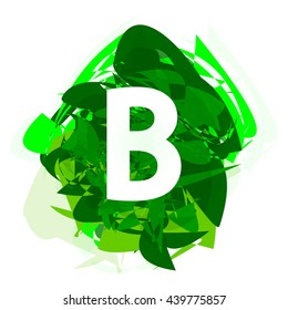 Letter B, logo design template element, letter on green abstract, font style, vector illustration
