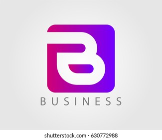 Letter B logo design template with square