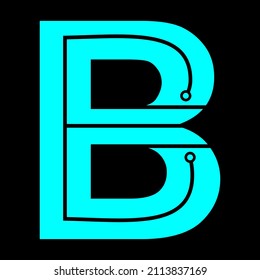Letter b logo design template,Technology abstract dot connection cross vector logo icon circle logotype