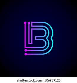 Letter B logo design template,Technology abstract dot connection vector logo