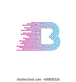 Letter B logo design template,technology,electronics,digital,logotype