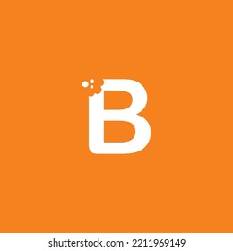 letter B logo design with unique creative bite marks in modern style in white on orange background. cute letter B illustration. suitable for business logo, company, marketing, promotion, food, etc