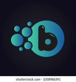 Letter B Logo Design Vector Illustration with Blue Bubble Abstract.