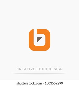 Letter B Logo.  Design Vector Template with Abstract Square.