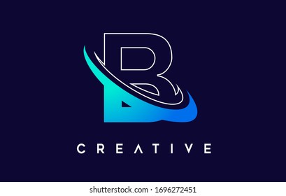Buchstabe B Logo. B Letter Design Vektorillustration mit Blue Swash VectorIllustration. 