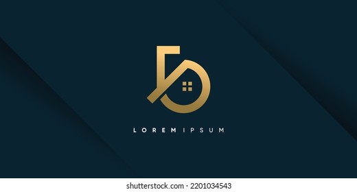 Letter B logo design vector with house concept idea