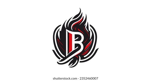 Letter B logo design vector template, Letter B Logo design. B monogram logo vector. Bb symbol vector. Letter B with fire spark shape logos design